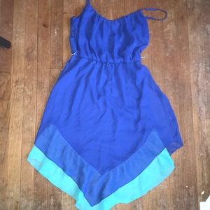 Two tone blue spaghetti strap dress